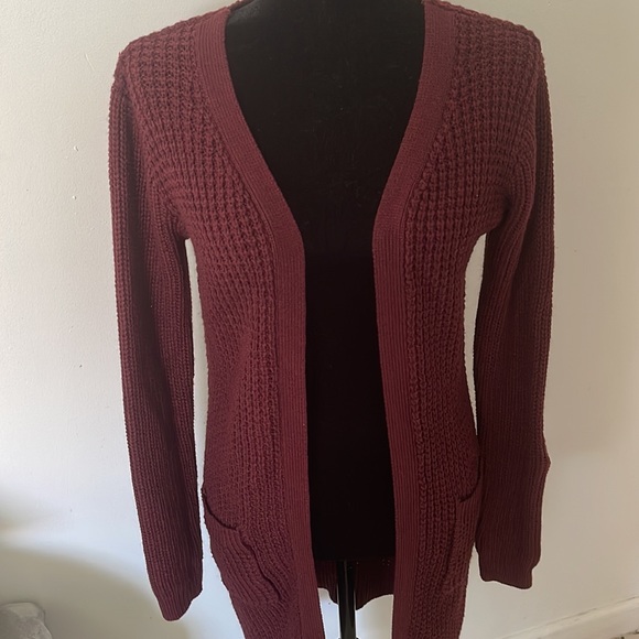 FASHION NOVA | Women’s Ultra Cozy Burgundy Open Front Cardigan Sweater Size S - Picture 2 of 6